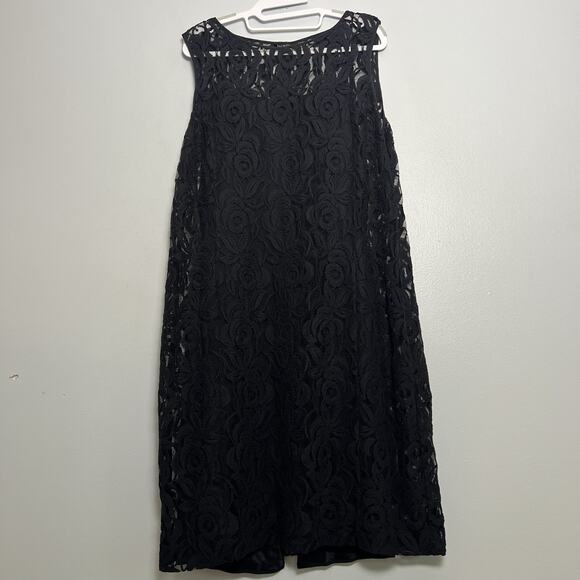 Talbots Black Floral Lace Shell Dress Silk Lined Plus Sz 18 Preppy Feminine - Picture 1 of 13